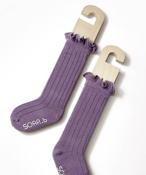 Rora（ローラ）の「ロージー ハイソックス 靴下 / 白 グレー パープル ピンク グリーン（ソックス/靴下・キッズ・パープル/チャコールグレー/グリーン/オフホワイト/ピンク・18-20cm/20-22cm/16-18cm）」の12枚目の写真