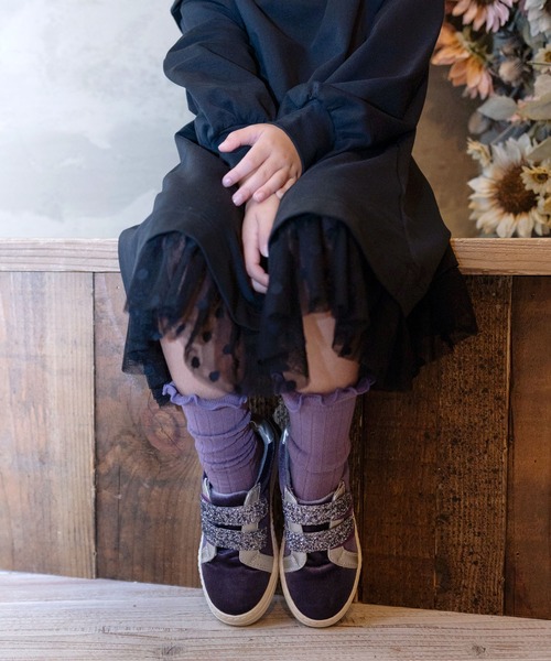 Rora（ローラ）の「ロージー ハイソックス 靴下 / 白 グレー パープル ピンク グリーン（ソックス/靴下・キッズ・パープル/チャコールグレー/グリーン/オフホワイト/ピンク・18-20cm/20-22cm/16-18cm）」の22枚目の写真