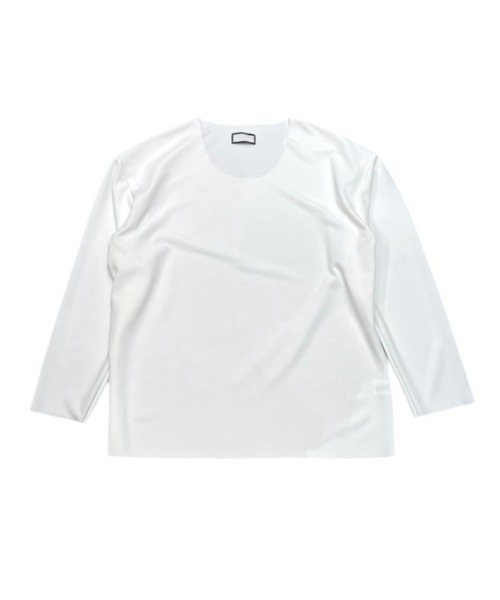 Chikashitsu +(チカシツプラス)の「ストリートファッション Chikashitsu + チカシツプラス U neck long sleeve オーバーサイズ ロンT 長袖Tシャツ UネックロンT(Tシャツ/カットソー・メンズ・チャコールグレー/ブラック/ホワイト・ONE SIZE)」の2枚目の写真