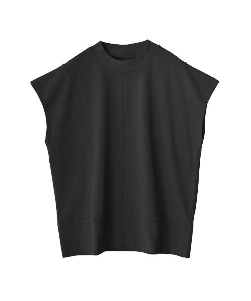 e-zakkamania stores（イーザッカマニアストアーズ）の「フレンチスリーブ スタンドカラープルオーバー（Tシャツ/カットソー・レディース・ブラック/エメラルド/グレイッシュベージュ・M）」の4枚目の写真