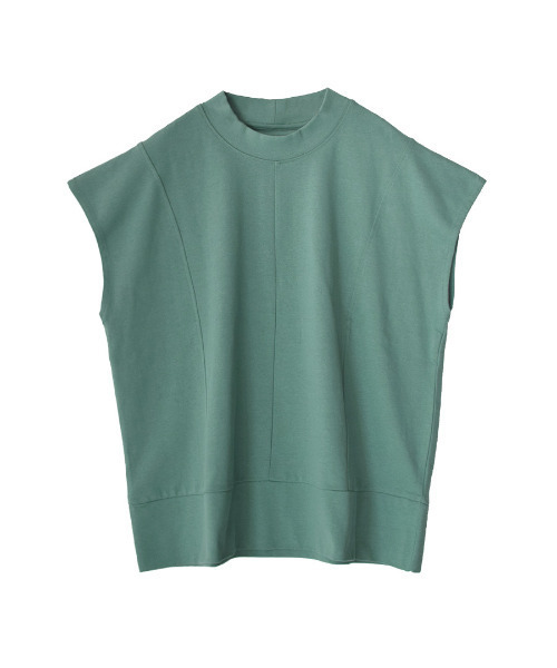 e-zakkamania stores（イーザッカマニアストアーズ）の「フレンチスリーブ スタンドカラープルオーバー（Tシャツ/カットソー・レディース・ブラック/エメラルド/グレイッシュベージュ・M）」の6枚目の写真