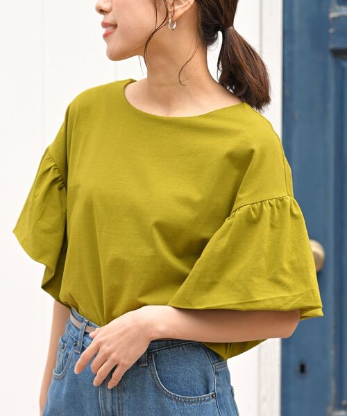 rps(アールピーエス)の「バルーンスリーブT(Tシャツ/カットソー・レディース・ブラック/グレイッシュベージュ/オフホワイト/マスタード/オレンジ系その他・フリー)」の4枚目の写真