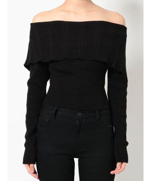 EMODA(エモダ)の「オーバーカラーデコルテニット(ニット/セーター・レディース・ベージュ/パープル/ブラック・FREE)」の10枚目の写真