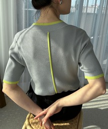 feepur | 【ハンドウォッシャブル】バイカラー5分袖リブニット(ニット/セーター)