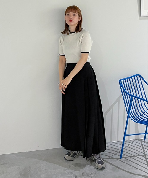 feepur(フェピュール)の「【ハンドウォッシャブル】バイカラー5分袖リブニット(ニット/セーター・レディース・ブラック/オフホワイト/グレー・MEDIUM)」の21枚目の写真