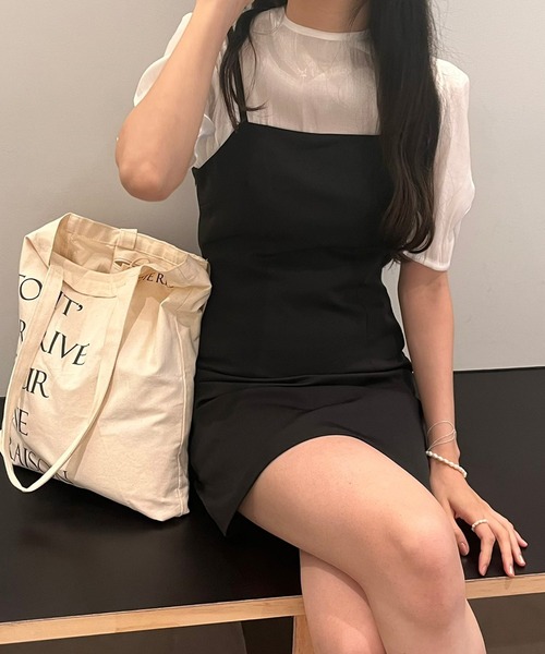 cuorequal(クオレコール)の「すらっと細見えキャミワンピース(ワンピース・レディース・ブラック・SMALL/MEDIUM/LARGE/X-LARGE)」の4枚目の写真