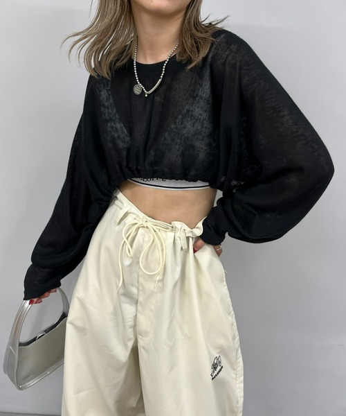 WHO'S WHO gallery（フーズフーギャラリー）の「ギャザーデザインニットソー（Tシャツ/カットソー・レディース・ホワイト/ブラック/ベージュ/ブルー/オレンジ・FREE）」の9枚目の写真