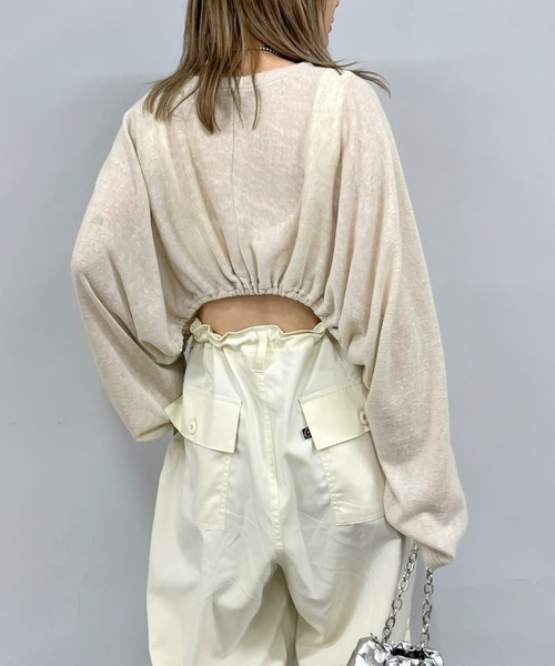 WHO'S WHO gallery（フーズフーギャラリー）の「ギャザーデザインニットソー（Tシャツ/カットソー・レディース・ホワイト/ブラック/ベージュ/ブルー/オレンジ・FREE）」の11枚目の写真