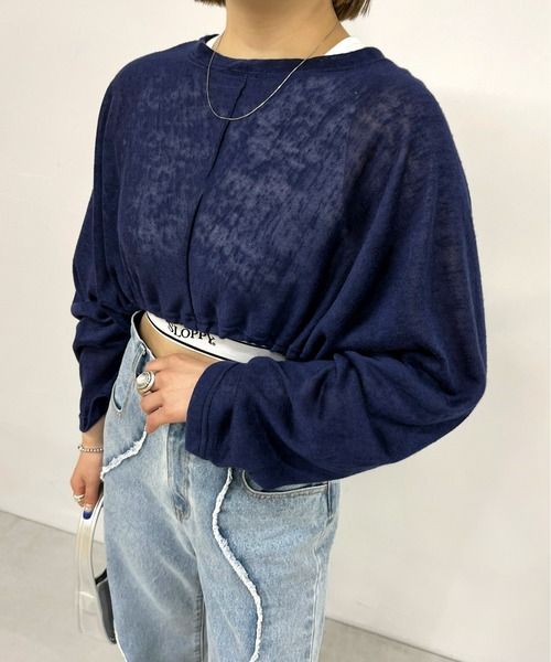 WHO'S WHO gallery（フーズフーギャラリー）の「ギャザーデザインニットソー（Tシャツ/カットソー・レディース・ホワイト/ブラック/ベージュ/ブルー/オレンジ・FREE）」の13枚目の写真