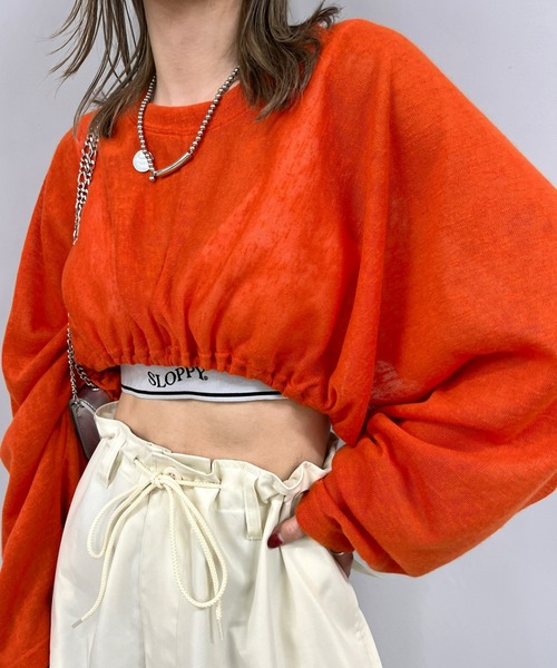 WHO'S WHO gallery（フーズフーギャラリー）の「ギャザーデザインニットソー（Tシャツ/カットソー・レディース・ホワイト/ブラック/ベージュ/ブルー/オレンジ・FREE）」の15枚目の写真