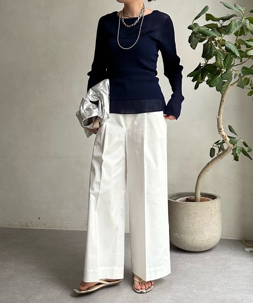 DouDou（ドゥドゥ）の「シアーリブニットプルオーバー＋ビスチェセット  