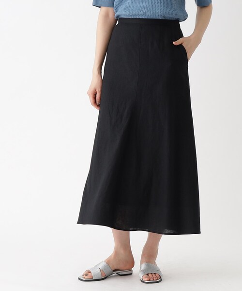 OPAQUE.CLIP（オペークドットクリップ）の「◆セットアップ対応 麻レーヨン フレアスカート【洗濯機洗い可/接触冷感】（スカート・レディース・ナチュラル/ブルー/ブラック・38/40）」の7枚目の写真
