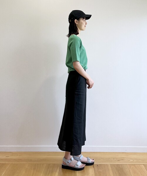 OPAQUE.CLIP（オペークドットクリップ）の「◆セットアップ対応 麻レーヨン フレアスカート【洗濯機洗い可/接触冷感】（スカート・レディース・ナチュラル/ブルー/ブラック・38/40）」の10枚目の写真