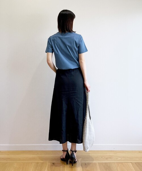 OPAQUE.CLIP（オペークドットクリップ）の「◆セットアップ対応 麻レーヨン フレアスカート【洗濯機洗い可/接触冷感】（スカート・レディース・ナチュラル/ブルー/ブラック・38/40）」の12枚目の写真