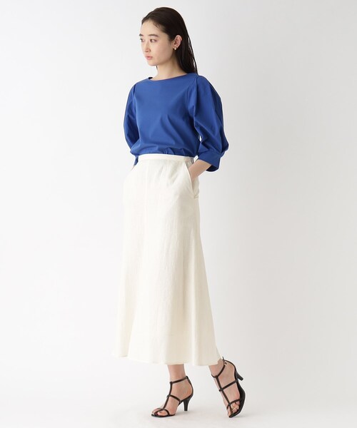 OPAQUE.CLIP（オペークドットクリップ）の「◆セットアップ対応 麻レーヨン フレアスカート【洗濯機洗い可/接触冷感】（スカート・レディース・ナチュラル/ブルー/ブラック・38/40）」の13枚目の写真