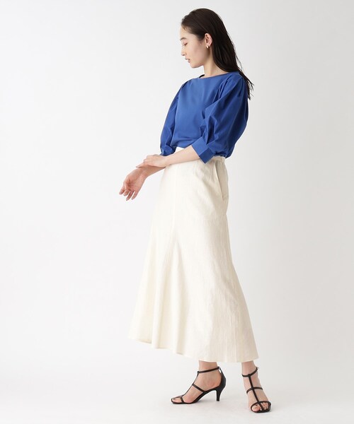 OPAQUE.CLIP（オペークドットクリップ）の「◆セットアップ対応 麻レーヨン フレアスカート【洗濯機洗い可/接触冷感】（スカート・レディース・ナチュラル/ブルー/ブラック・38/40）」の14枚目の写真