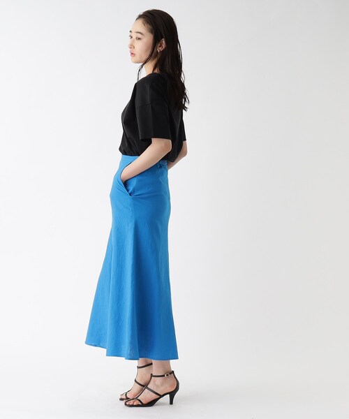 OPAQUE.CLIP（オペークドットクリップ）の「◆セットアップ対応 麻レーヨン フレアスカート【洗濯機洗い可/接触冷感】（スカート・レディース・ナチュラル/ブルー/ブラック・38/40）」の18枚目の写真