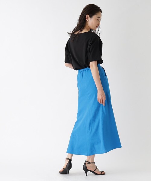 OPAQUE.CLIP（オペークドットクリップ）の「◆セットアップ対応 麻レーヨン フレアスカート【洗濯機洗い可/接触冷感】（スカート・レディース・ナチュラル/ブルー/ブラック・38/40）」の19枚目の写真