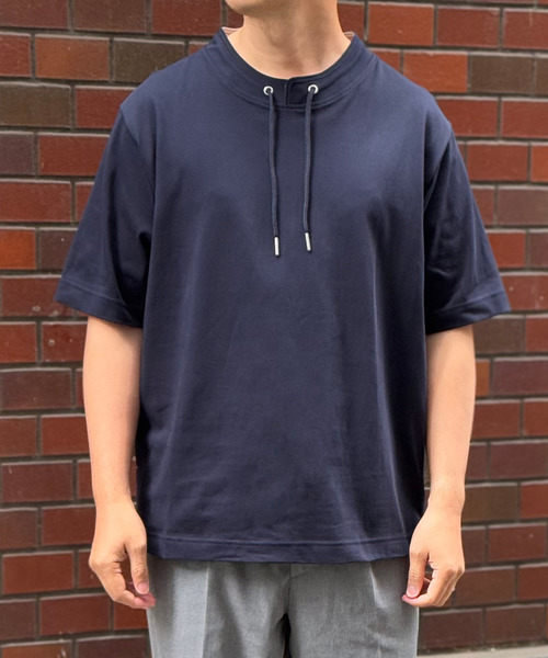 ikka(イッカ)の「ヒヤテックルーイカラー5分袖(Tシャツ/カットソー・メンズ・ネイビー/グレー/ブルー/グリーン/ワイン・S/M/L/XL)」の1枚目の写真