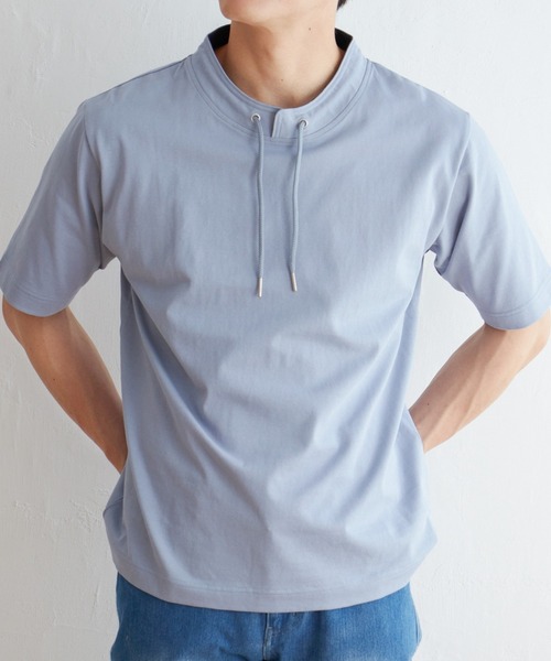 ikka(イッカ)の「ヒヤテックルーイカラー5分袖(Tシャツ/カットソー・メンズ・ネイビー/グレー/ブルー/グリーン/ワイン・S/M/L/XL)」の4枚目の写真