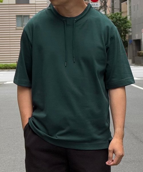 ikka(イッカ)の「ヒヤテックルーイカラー5分袖(Tシャツ/カットソー・メンズ・ネイビー/グレー/ブルー/グリーン/ワイン・S/M/L/XL)」の3枚目の写真