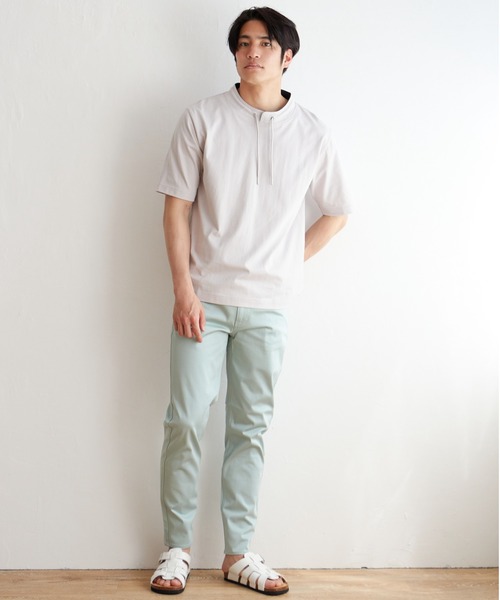 ikka(イッカ)の「ヒヤテックルーイカラー5分袖(Tシャツ/カットソー・メンズ・ネイビー/グレー/ブルー/グリーン/ワイン・S/M/L/XL)」の15枚目の写真