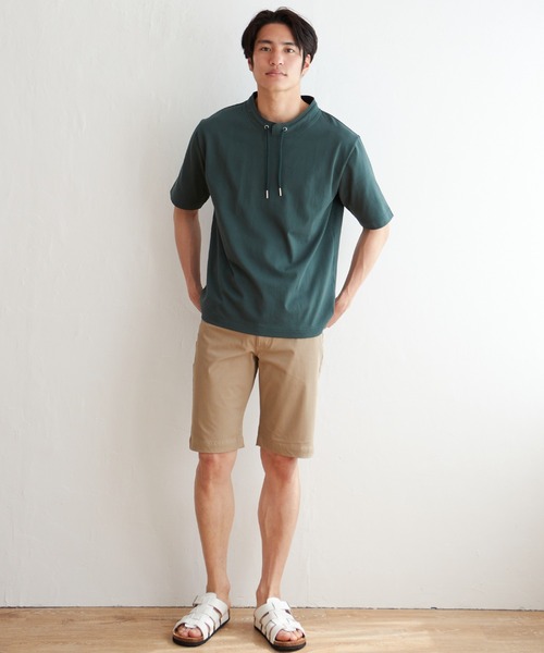 ikka(イッカ)の「ヒヤテックルーイカラー5分袖(Tシャツ/カットソー・メンズ・ネイビー/グレー/ブルー/グリーン/ワイン・S/M/L/XL)」の12枚目の写真