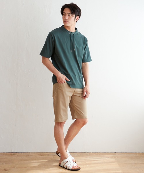 ikka(イッカ)の「ヒヤテックルーイカラー5分袖(Tシャツ/カットソー・メンズ・ネイビー/グレー/ブルー/グリーン/ワイン・S/M/L/XL)」の8枚目の写真