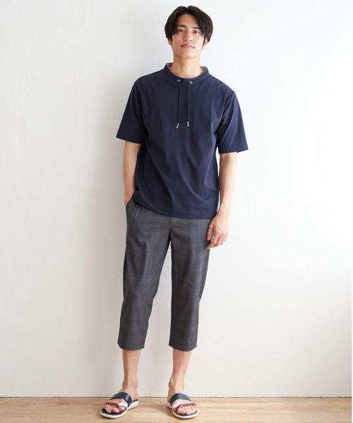 ikka(イッカ)の「ヒヤテックルーイカラー5分袖(Tシャツ/カットソー・メンズ・ネイビー/グレー/ブルー/グリーン/ワイン・S/M/L/XL)」の20枚目の写真