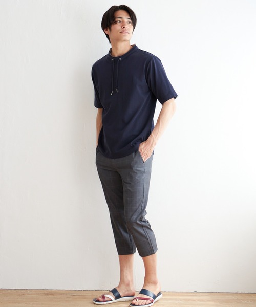 ikka(イッカ)の「ヒヤテックルーイカラー5分袖(Tシャツ/カットソー・メンズ・ネイビー/グレー/ブルー/グリーン/ワイン・S/M/L/XL)」の18枚目の写真