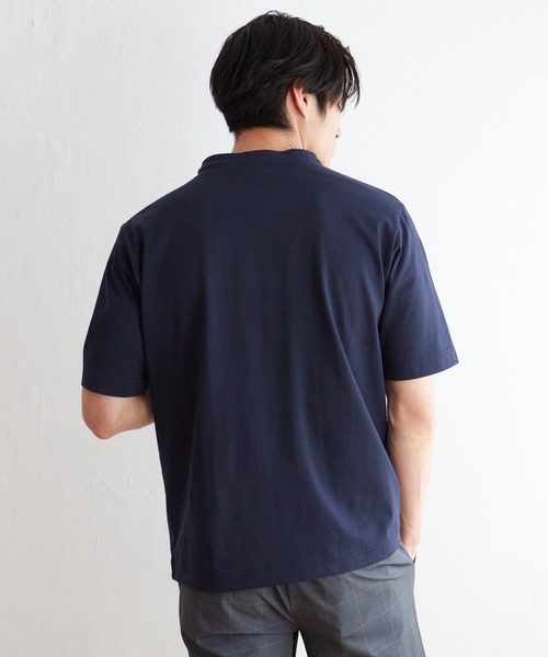 ikka(イッカ)の「ヒヤテックルーイカラー5分袖(Tシャツ/カットソー・メンズ・ネイビー/グレー/ブルー/グリーン/ワイン・S/M/L/XL)」の13枚目の写真