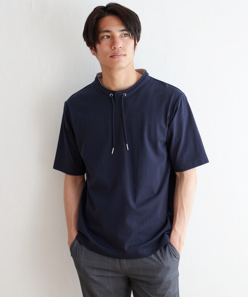 ikka(イッカ)の「ヒヤテックルーイカラー5分袖(Tシャツ/カットソー・メンズ・ネイビー/グレー/ブルー/グリーン/ワイン・S/M/L/XL)」の21枚目の写真