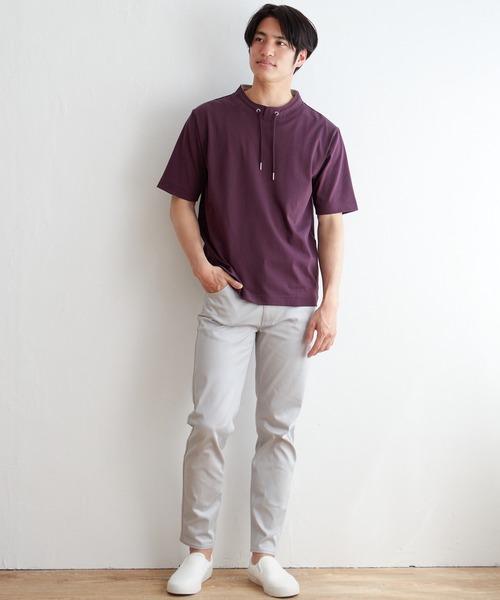 ikka(イッカ)の「ヒヤテックルーイカラー5分袖(Tシャツ/カットソー・メンズ・ネイビー/グレー/ブルー/グリーン/ワイン・S/M/L/XL)」の16枚目の写真