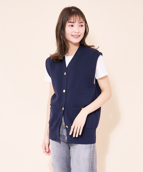 ADAWAS（アダワズ）の「【ADAWAS】ニットベスト（ベスト・レディース・ダークネイビー/モカ・2）」の14枚目の写真