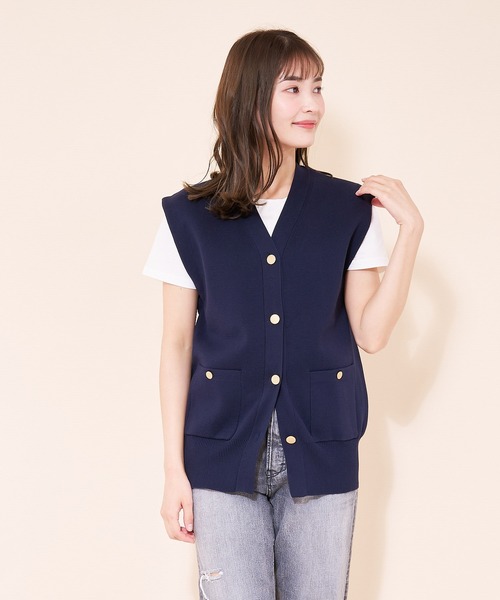 ADAWAS（アダワズ）の「【ADAWAS】ニットベスト（ベスト・レディース・ダークネイビー/モカ・2）」の15枚目の写真