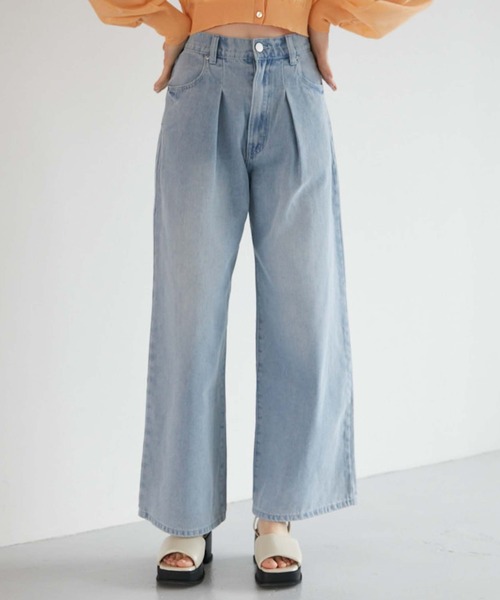 archives（アルシーヴ）の「タックワイドデニム（デニムパンツ・レディース・サックスブルー/ブルー・SMALL/MEDIUM）」の5枚目の写真