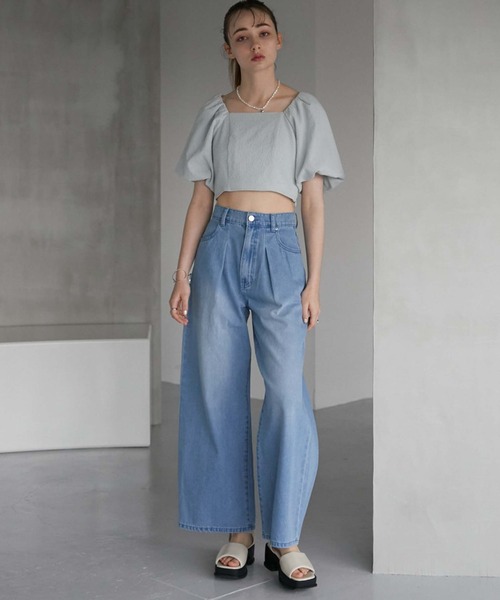 archives（アルシーヴ）の「タックワイドデニム（デニムパンツ・レディース・サックスブルー/ブルー・SMALL/MEDIUM）」の21枚目の写真