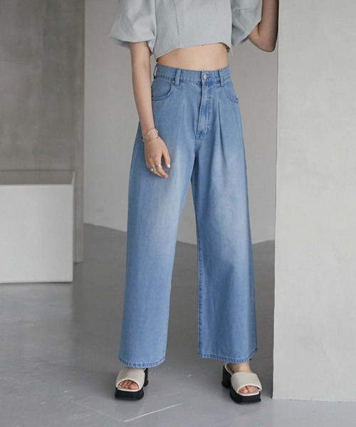 archives（アルシーヴ）の「タックワイドデニム（デニムパンツ・レディース・サックスブルー/ブルー・SMALL/MEDIUM）」の14枚目の写真