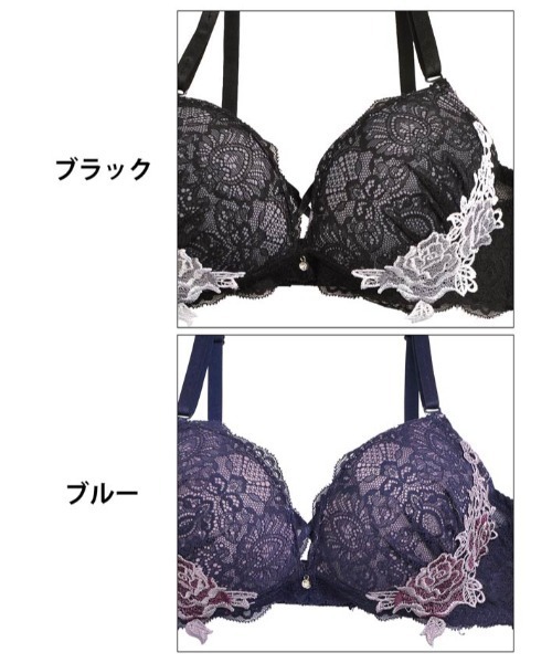 納得盛れ感！美谷間魅せブラ＆透けショーツセット（ブラ&ショーツ