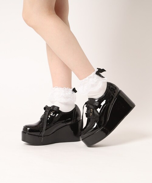 厚底サテンリボン付きシューズ（パンプス）｜cs T&P（シーエスティーアンドピー）