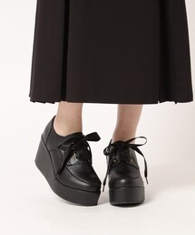 厚底サテンリボン付きシューズ