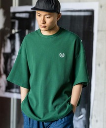 オーバーサイズ ワンポイント刺繍 ワッフル半袖Tシャツ