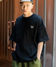 オーバーサイズ ワンポイント刺繍 ワッフル半袖Tシャツ