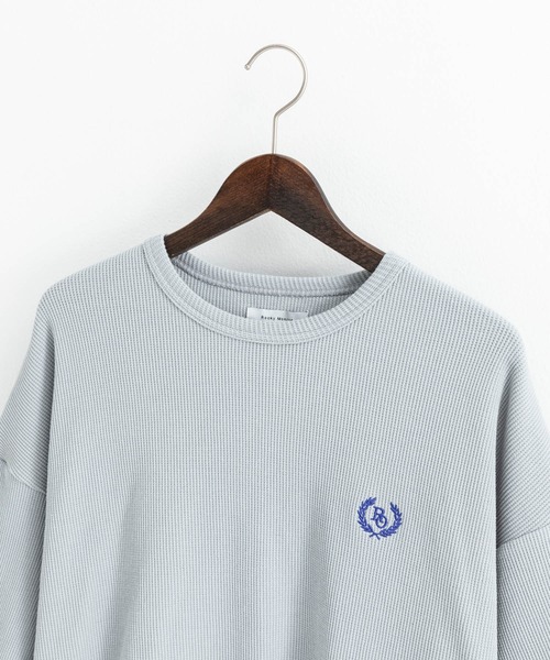 Rocky Monroe(ロッキーモンロー)の「オーバーサイズ ワンポイント刺繍 ワッフル半袖Tシャツ(Tシャツ/カットソー・メンズ・ブラック/パープル/グレー/イエロー/グリーン/アイボリー・M/L/XL)」の11枚目の写真