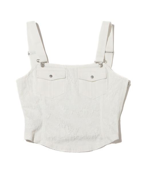 atmos pink（アトモスピンク）の「atmos pink コルセット風 レースタンク（タンクトップ・レディース・ホワイト/ブラック/ベージュ・S/M）」の2枚目の写真