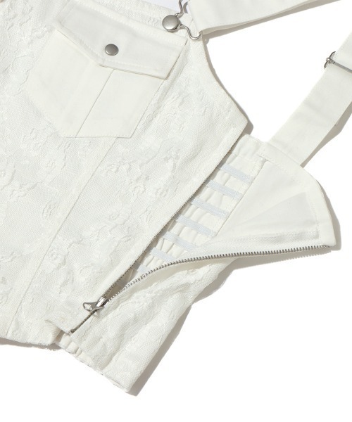 atmos pink（アトモスピンク）の「atmos pink コルセット風 レースタンク（タンクトップ・レディース・ホワイト/ブラック/ベージュ・S/M）」の7枚目の写真