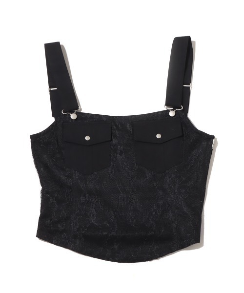 atmos pink（アトモスピンク）の「atmos pink コルセット風 レースタンク（タンクトップ・レディース・ホワイト/ブラック/ベージュ・S/M）」の5枚目の写真