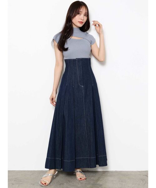 MERCURYDUO（マーキュリーデュオ）の「2WAYスリットフレンチスリーブニット（ニット/セーター・レディース・ライム/オフホワイト/チャコールグレー/ライトブルー・FREE）」の9枚目の写真