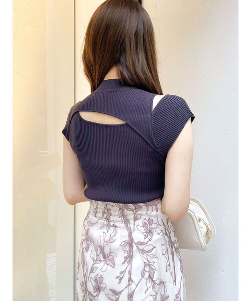 MERCURYDUO（マーキュリーデュオ）の「2WAYスリットフレンチスリーブニット（ニット/セーター・レディース・ライム/オフホワイト/チャコールグレー/ライトブルー・FREE）」の12枚目の写真