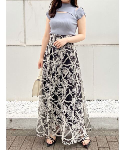 MERCURYDUO（マーキュリーデュオ）の「2WAYスリットフレンチスリーブニット（ニット/セーター・レディース・ライム/オフホワイト/チャコールグレー/ライトブルー・FREE）」の8枚目の写真